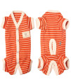 Tony Hoby Femalemale Pet Dog Pajamas Stripes 4 Legged Dog Pjs Jumpsuit Soft Cotton Dog Clothes(Xs, Orangewhite-Boys)
