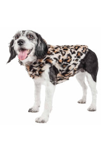 Pet Life A Luxe Lab-Pard Dazzling Leopard Patterned Mink Fur Dog coat - Dog Jacket with Easy Hook-and-Loop Belly enclosures - Winter Dog coats for Small Medium Large Dogs