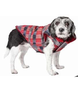 Pet Life A Scotty Tartan classical Plaid Dog coat - Insulated Plaid Dog Jacket with Reversible Sherpa Lining - Winter Dog clothes for Small Medium Large Dogs