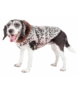 Pet Life A Luxe Furracious cheetah Patterned Mink Fur Dog coat - Dog Jacket with Hook-and-Loop Belly enclosures - Winter Dog coats for Small Medium Large Dog clothes