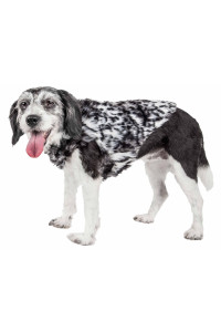 Pet Life A Luxe Paw Dropping gray-Scale Tiger Patterned Mink Fur Dog coat - Dog Jacket with Easy Hook-and-Loop Belly enclosures - Winter Dog coat for Small Medium Large Dog clothes