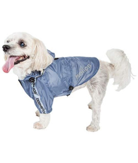 Dog Helios Torrential Shield Waterproof Multi-Adjustable Pet Dog Windbreaker Raincoat, Small, Blue
