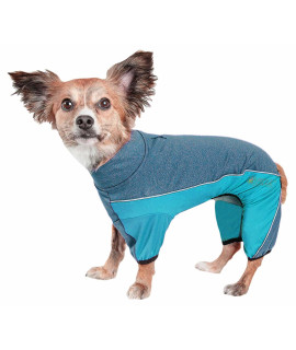 Pet Life Active chase Pacer Heathered Performance 4-Way Stretch Two-Toned Full Body Warm Up