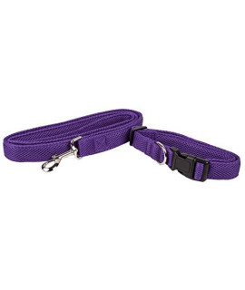 PetLife Aero Mesh 2-in-1 Dual Sided Comfortable and Breathable Adjustable Mesh Dog Leash-Collar, Medium, Purple (CLSH14PLMD)