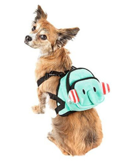 Pet Life Dumbone Dual-Pocketed Compartmental Animated Dog Harness Backpack, Small, Blue