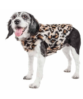 Pet Life A Luxe Lab-Pard Dazzling Leopard Patterned Mink Fur Dog coat - Dog Jacket with Easy Hook-and-Loop Belly enclosures - Winter Dog coats for Small Medium Large Dogs