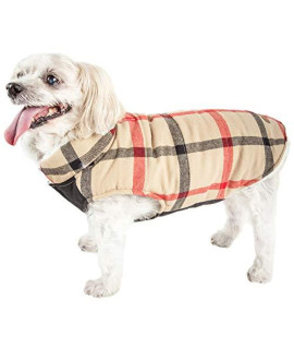 Pet Life  Allegiance Plaid Dog Coat - Insulated Plaid Dog Jacket with Reversible Sherpa - Winter Dog Clothes for Small Medium Large Dogs