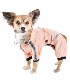 Dog Helios Torrential Shield Waterproof and Adjustable Full Body Dog Raincoat, SM, Pink