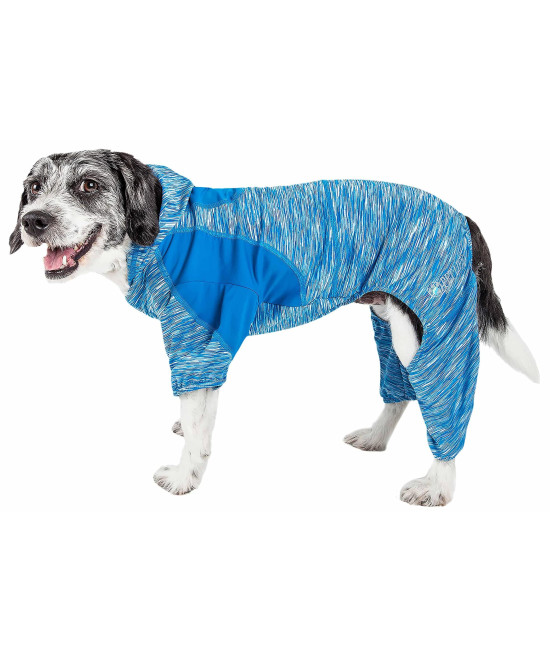 Pet Life A Active Downward Dog Hoodie and Flexible Full Body Dog T-Shirt - Lightweight Dog Fitness Tracksuit and Yoga Dog clothes Featuring 4-Way Stretch Reflective and Quick-Dry Technology