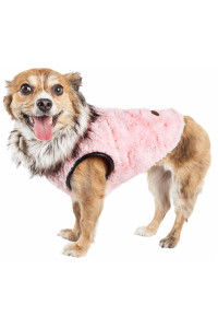 Pet Life A Luxe Pinkachew charming Designer Mink Fur Dog coat - Pet Dog Jacket with Easy Hook-and-Loop Belly enclosures - Winter Dog coat for Small Medium and Large Dog clothes
