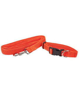 PetLife Aero Mesh 2-in-1 Dual Sided Comfortable and Breathable Adjustable Mesh Dog Leash-Collar, Small, Orange (CLSH14ORSM)
