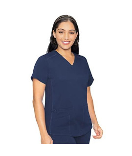 Med couture Womens Touch collection V-Neck Shirttail Hem Kerri Scrub Top, Navy, XXXX-Large