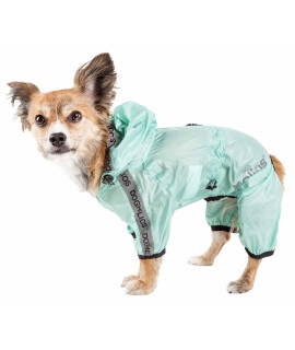 Dog Helios Torrential Shield Waterproof and Adjustable Full Body Dog Raincoat, LG, Green