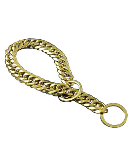 Large Pet Dog Choke Chain Huge Heavy Gold Stainless Steel P Choker Collar Necklace 18mm (Length: 24 recommend dog's Neck:20)