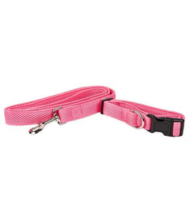 Pet Life Aero Mesh 2-in-1 Dual Sided Comfortable and Breathable Adjustable Mesh Dog Leash-Collar, Medium, Pink (CLSH14PKMD)