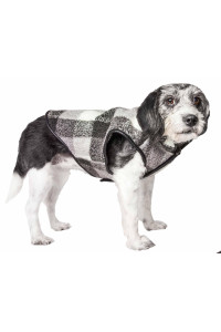 Pet Life ? 'Black Boxer' Plaid Dog Coat - Insulated Plaid Dog Jacket with Reversible Sherpa Lining - Winter Dog Coat for Small Medium Large Dogs