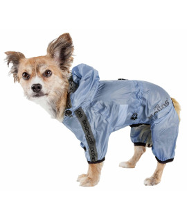 Dog Helios Torrential Shield Waterproof and Adjustable Full Body Dog Raincoat, SM, Blue