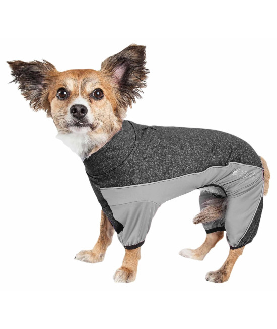 Pet Life ? Active 'Chase Pacer' Mediumweight Breathable Full Body Dog Tracksuit - Performance Fitness and Yoga Dog Clothes Featuring 4-Way-Stretch and Quick-Dry Technology with Reflective Dog Collar