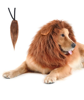 cPPSLEE Lion Mane for Dog costumes, Dog Lion Mane, Realistic Lion Wig for Medium to Large Sized Dogs, Large Dog Halloween costumes, lion mane for dog Halloween costumes for Dogs (Dark Brown)