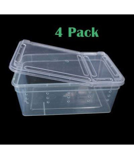4 Pack Reptile Snake Lizard Tarantula Breeding Box Small Case Feeding Hatching Container 7.48 x 4.92 x 2.95 Inch