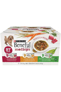 Purina Beneful Medleys Variety Wet Dog Food Cans, Pack of 27 (Variety Pack, (27) 3 oz. Tubs)