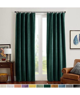 Lazzzy Velvet Blackout curtains Emerald green Thermal Insulated curtains 96 Inches Long Drapes for Bedroom Living Room Darkening Super Soft Luxury Rod Pocket 2 Panels Emerald green