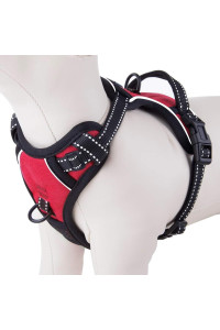 PHOEPET No Pull Dog Harnesses for Small Dogs Reflective Adjustable Front clip Vest with Handle 2 Metal Rings 2 Buckles Easy to Put on Take Off](S, Red)