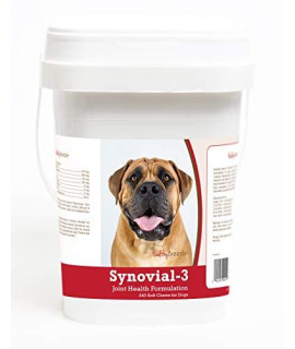 Healthy Breeds Synovial 3 Dog Hip & Joint Support Soft Chews for Boerboel - OVER 200 BREEDS - Glucosamine MSM Omega & Vitamins Supplement - Cartilage Care - 240 Ct