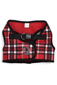 The Worthy Dog Printed Sidekick Pattern Harness with Padded Mesh Velcro Adjustable, Outdoor, Easy Walk Vest for Small Medium Large Dogs, Red Color