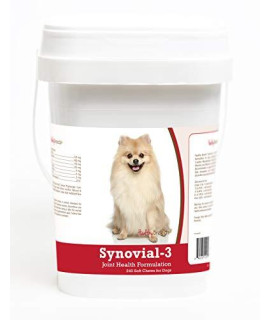 Healthy Breeds Synovial 3 Dog Hip & Joint Support Soft Chews for Pomeranian - OVER 200 BREEDS - Glucosamine MSM Omega & Vitamins Supplement - Cartilage Care - 240 Ct