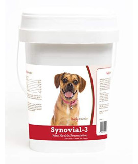 Healthy Breeds Synovial 3 Dog Hip & Joint Support Soft Chews for Puggle - OVER 200 BREEDS - Glucosamine MSM Omega & Vitamins Supplement - Cartilage Care - 240 Ct