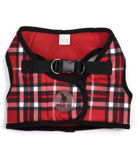 The Worthy Dog Sidekick Harness Red Plaid Pattern With Safe, Secure Back Buckle, Velcro, and D rings for Leash - Cute, Fashionable, and Perfect Puppy Doggy Walking Accessory - 3XL