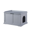 unipaws Designer Cat Washroom Storage Bench, Litter Box Cover, Sturdy Wooden Structure, Spacious Storage, Easy Assembly, Fit Most of Litter Box, Gray