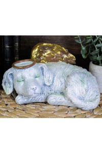 Ebros Gift Heavenly Sleeping Angel Dog with Golden Halo and Wings Small Cremation Urn Sculpture 8" Long Pet Memorial All Dogs Go to Heaven