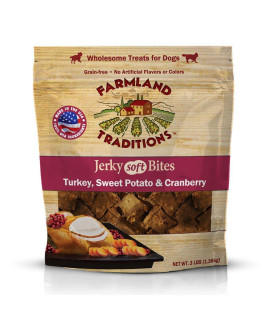 Farmland Traditions USA Made 3 lbs Turkey, Sweet Potato, cranberry Soft Jerky Bite Dog Treats