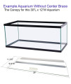 Glass Canopy for Aquariums with and Without Center Braces, 10 Gallon to 200 Gallon Aquariums (Tank Without Center Brace, 30" L x 12" W)
