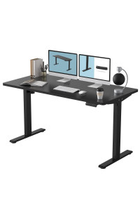 FLEXISPOT EN1 Electric Height Adjustable Standing Desk 55 x 28 Inches Whole-Piece Desk Board Memory controller Home Office Standing Desk(Black Frame 55 Black Top)