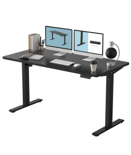 FLEXISPOT EN1 Electric Height Adjustable Standing Desk 55 x 28 Inches Whole-Piece Desk Board Memory controller Home Office Standing Desk(Black Frame 55 Black Top)