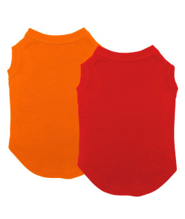 Dog Shirts Clothes, Chol&Vivi Dog Clothes T Shirt Vest Soft and Thin, 2pcs Blank Shirts Clothes Fit for Extra Small Medium Large Extra Large Size Dog Puppy, Extra Large Size, Red and Orange