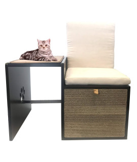 Penn-Plax Cat Walk Furniture: Love Seat Bench & Play Hide | Great Addition to Any Home with a Contemporary Look