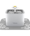 Veken Pet Fountain, 84oz/2.5L Automatic Cat Water Fountain Dog Water Dispenser with 3 Replacement Filters & 1 Silicone Mat for Cats, Dogs, Multiple Pets, Grey