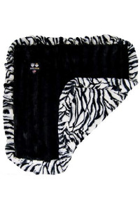 BESSIE AND BARNIE Black Puma/Zebra (Ruffles) Luxury Ultra Plush Faux Fur Pet, Dog, Cat, Puppy Super Soft Reversible Blanket (Multiple Sizes)