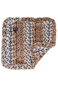 BESSIE AND BARNIE Aspen Snow Leopard (Ruffles) Luxury Ultra Plush Faux Fur Pet, Dog, Cat, Puppy Super Soft Reversible Blanket (Multiple Sizes), XXL - 84'' x 60'', Beige, BLNKT-ASLP-XXL