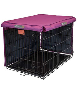 Pet Progressions by K&H Dog Crate Kennel Cover, Tear Resistant, Magenta Top and Navy Sides - 42 Inch