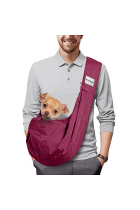 artisome Pet Dog Sling Carrier Reversible Adjustable Strap Travel Hand-Free Safe Bag Small Puppy Backpack(Red 8-15 lbs)
