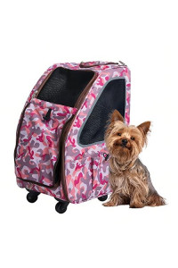 PETIQUE Pet Carrier, Dog Carrier for Small Size Pets, 5-in-1 Ventilated Carrier Bag for Cats & Dogs, Pink Camo