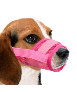 YAODHAOD Nylon Mesh Breathable Dog Mouth cover, Quick Fit Dog Muzzle with Adjustable Straps,Pet Mouth cover, to Prevent Biting and Screaming to Prevent Accidental Eating (S, Pink)