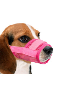 YAODHAOD Nylon Mesh Breathable Dog Mouth cover, Quick Fit Dog Muzzle with Adjustable Straps,Pet Mouth cover, to Prevent Biting and Screaming to Prevent Accidental Eating (L, Pink)