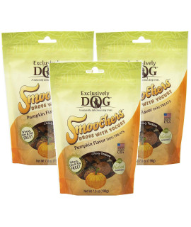 Exclusively Pet 3 Pack of Smoochers Drops with Yogurt Pumpkin Flavor Dog Treats 7 Ounces Per Pack
