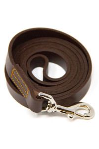 Logical Leather 5 Foot Dog Leash - Best for Training - Heavy Full grain Leather Lead - Brown